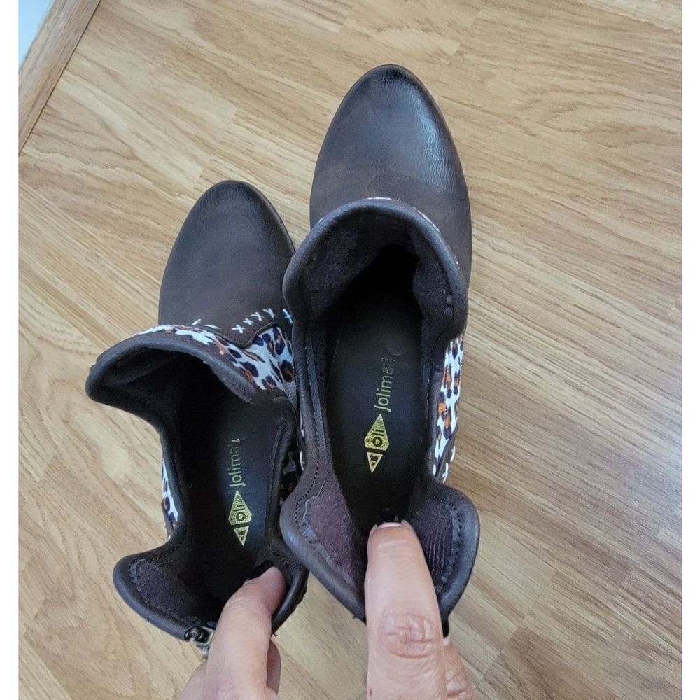 Patchwork White Leopard Ankle Boots 7 - image 9